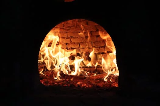 brick oven fire flames wood